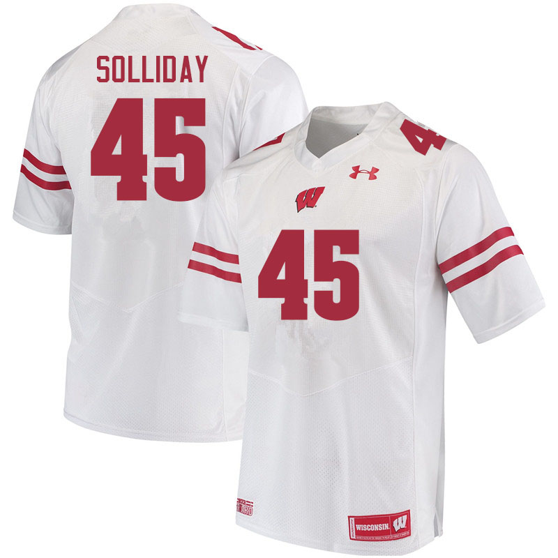 Men #45 Garrison Solliday Wisconsin Badgers College Football Jerseys Sale-White - Click Image to Close